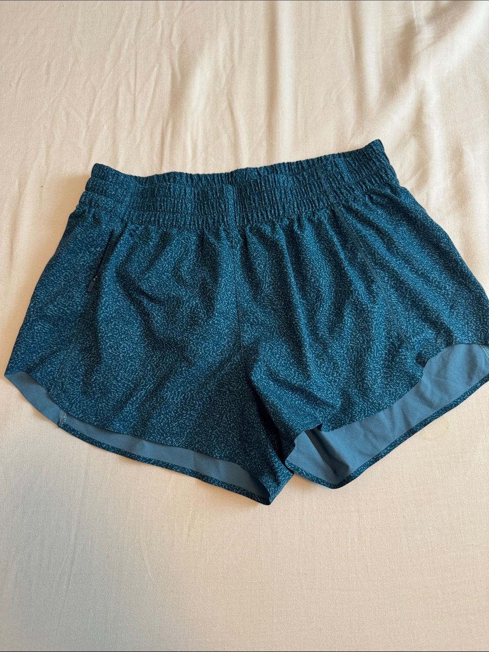 Athleta Teal Speckled Athletic Shorts with Elastic Waistband
